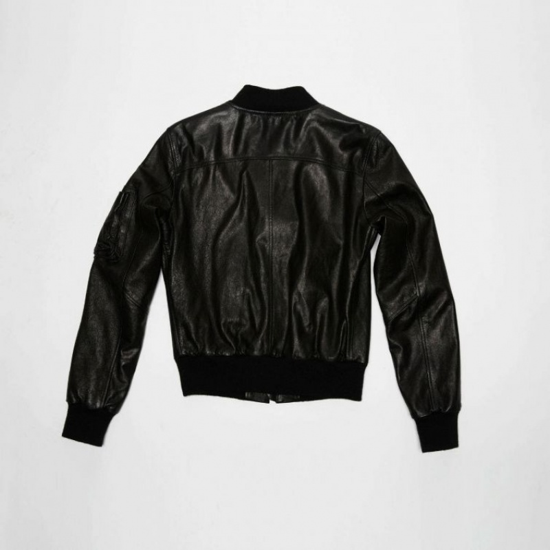Chaquetas A.S.98 Cuero Amber Mujer Negras | ES-OZX462819