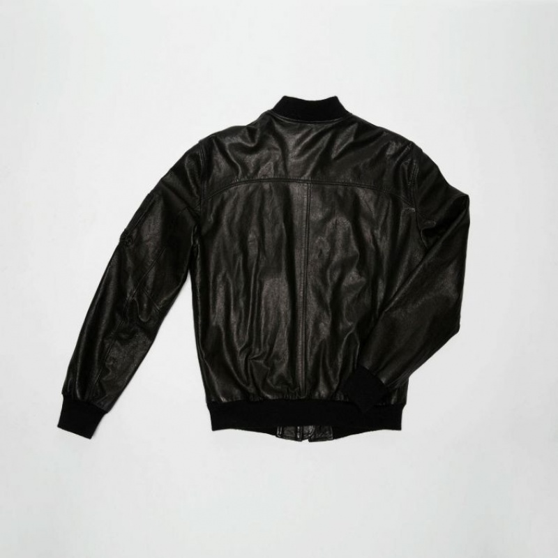 Chaquetas A.S.98 Cuero James Hombre Negras | ES-EYX205349