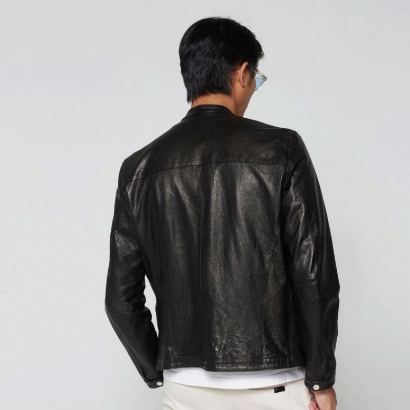 Chaquetas A.S.98 Cuero Kurt Hombre Negras | ES-COZ597840