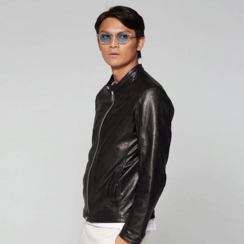 Chaquetas A.S.98 Cuero Kurt Hombre Negras | ES-COZ597840