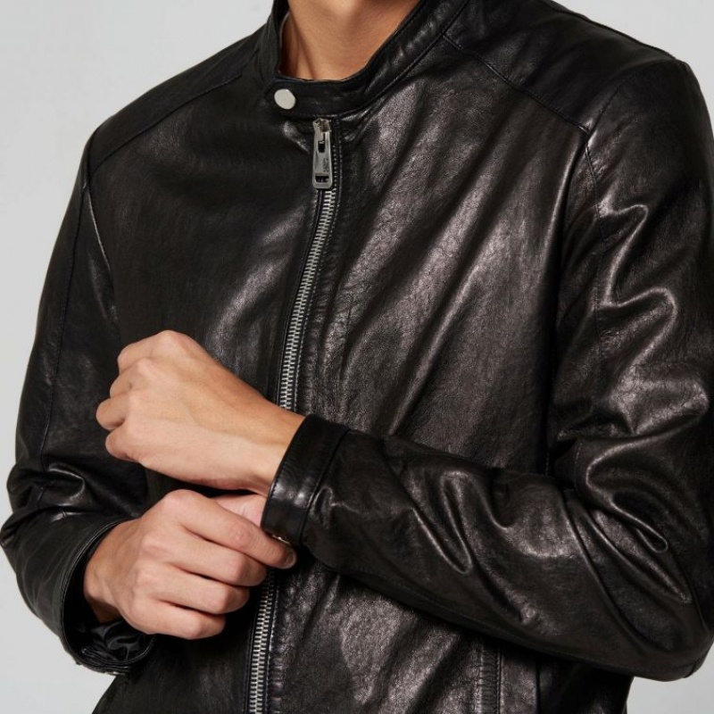 Chaquetas A.S.98 Cuero Kurt Hombre Negras | ES-COZ597840