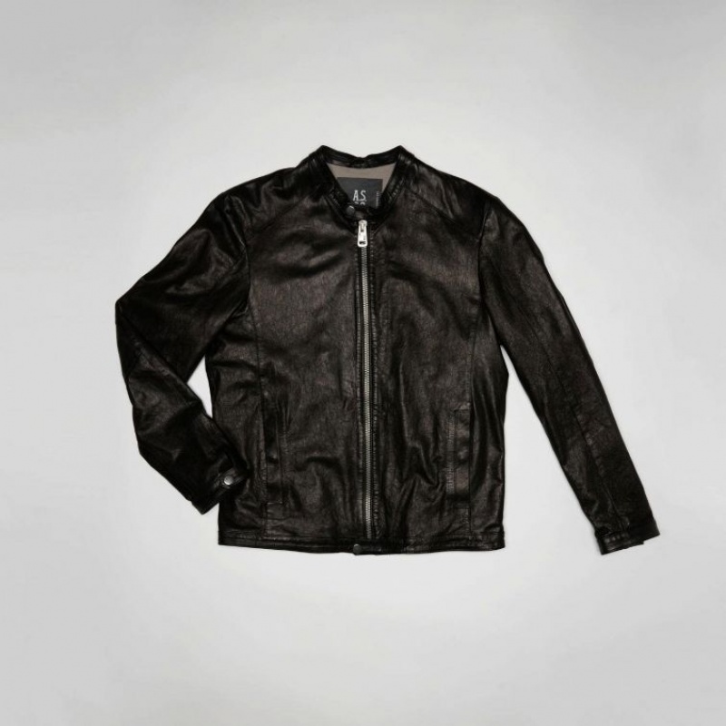 Chaquetas A.S.98 Cuero Kurt Hombre Negras | ES-COZ597840