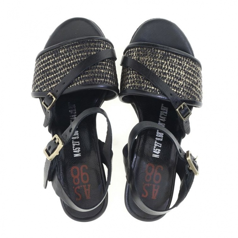 Sandalias A.S.98 Ayden Mujer Negras | ES-VZU538970