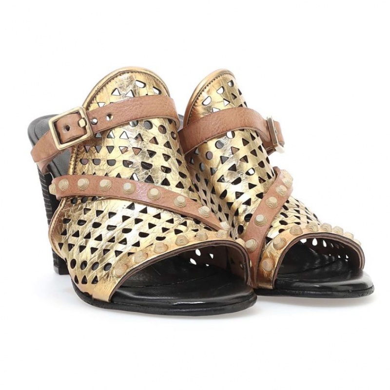 Sandalias A.S.98 Barbra Mujer Doradas | ES-CAJ893156